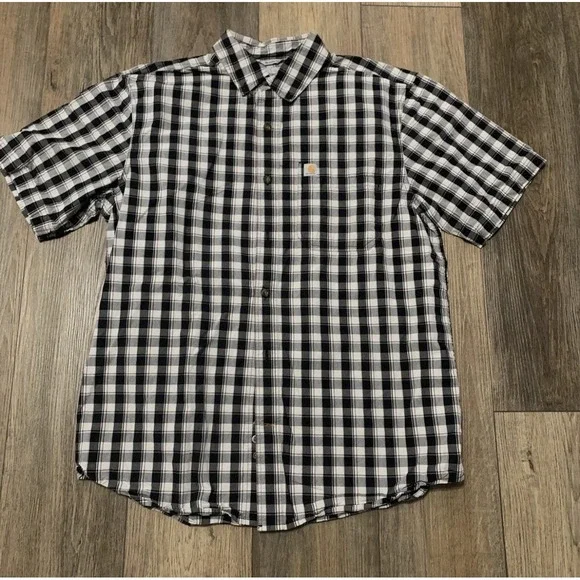 Carhartt Relaxed Fit Short Sleeve Button Down Plaid Shirt Men's Size 2XL - Picture 1 of 16
